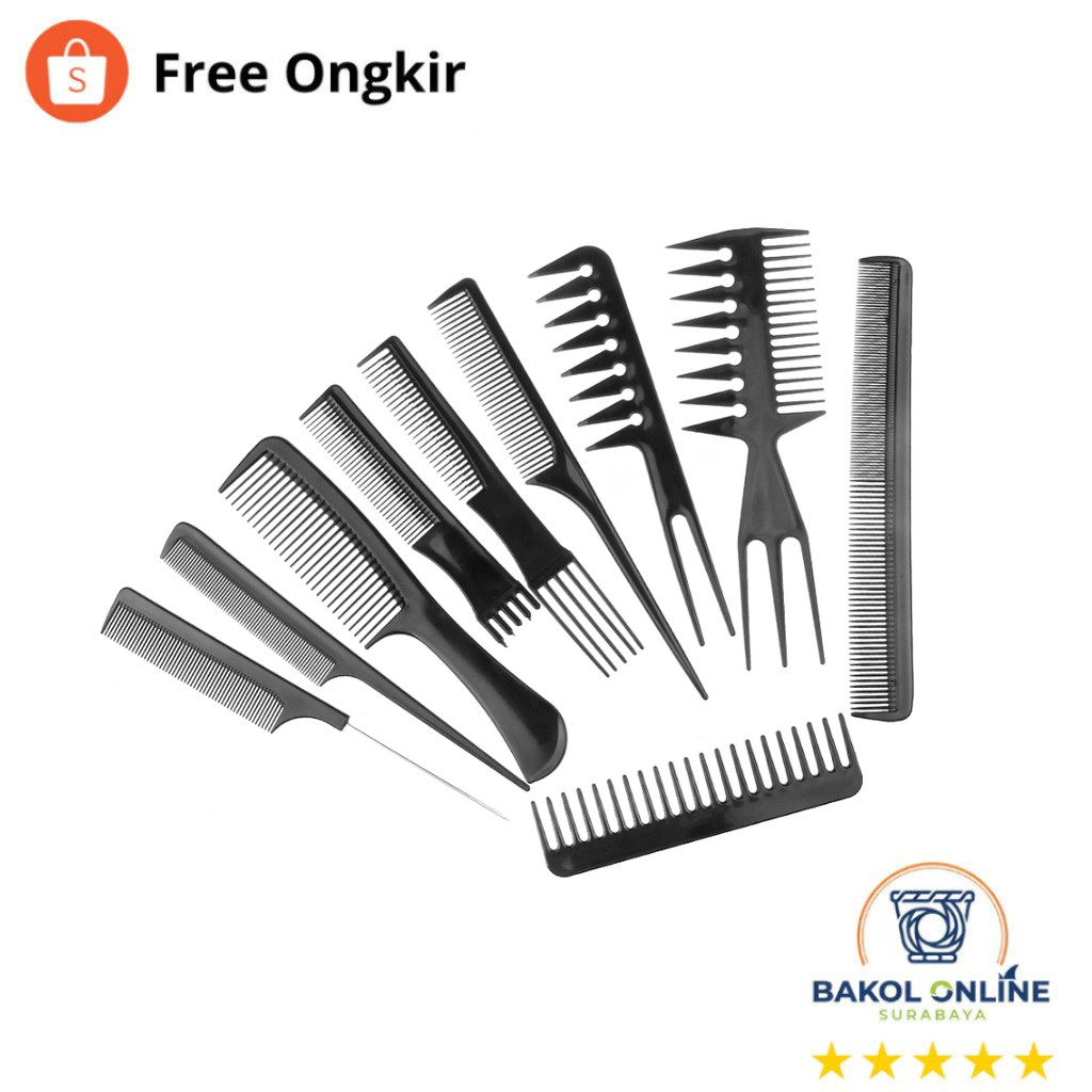 Professional Salon Comb 10 in 1 ชุดเครื่องมือจัดแต่งทรงผม
