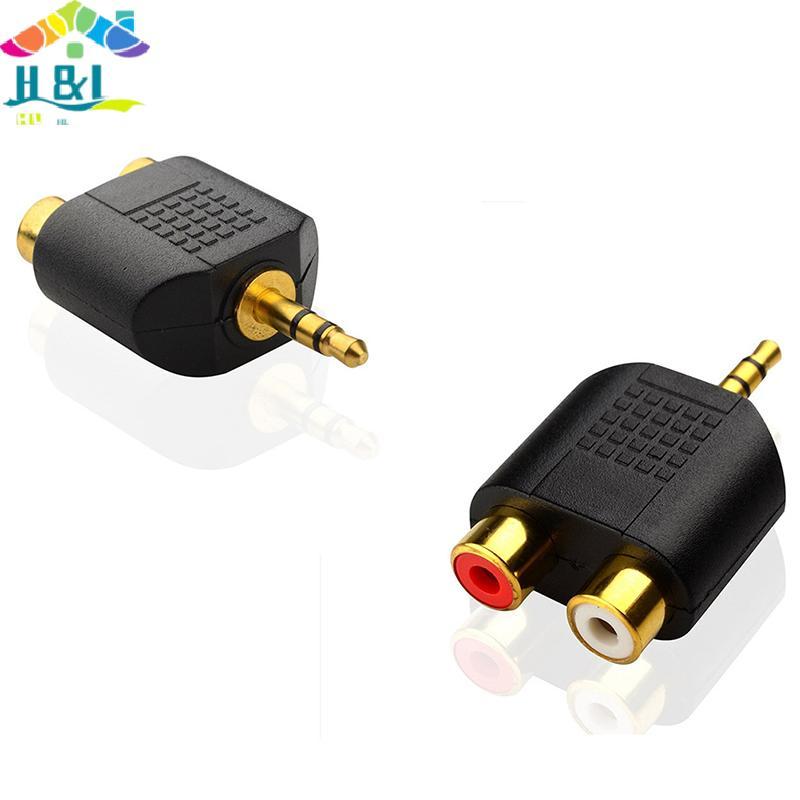 H&L 1 PC Gold Plated stereo Audio male Plug to 2 RCA female ja Y 3.5mm Adapter {th}
