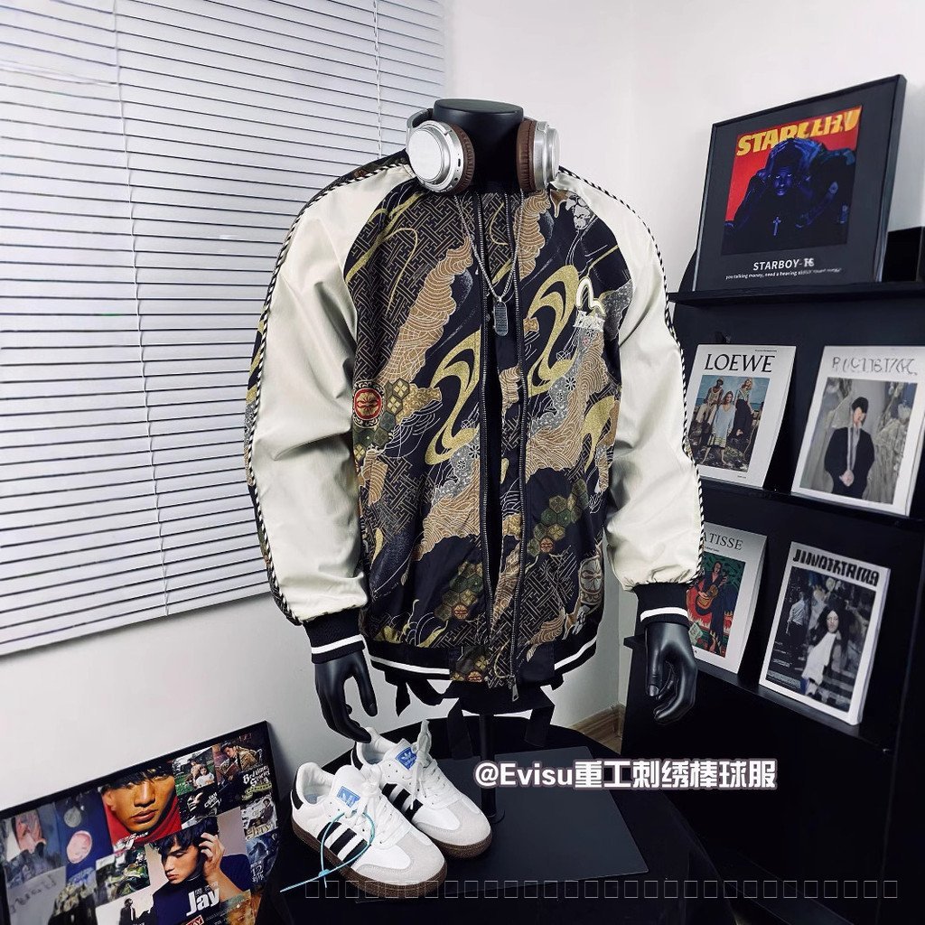 2026 new evisu Webbing Patchwork ปัก Retro Jacket