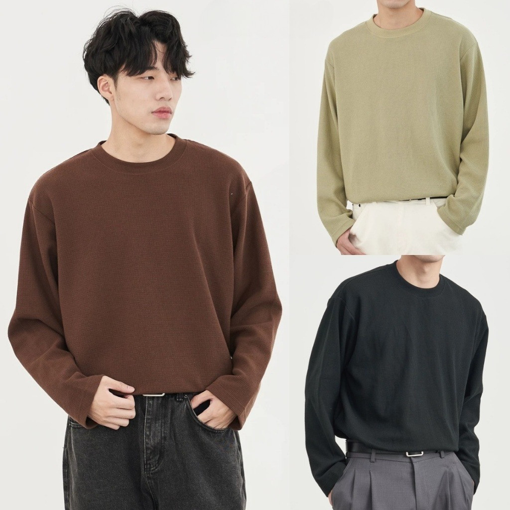 Chaistyle ผู้ชายฤดูร้อนมีหลายสีให้เลือกลำลองหลวมคอกลมแขนยาว – โปรปัง