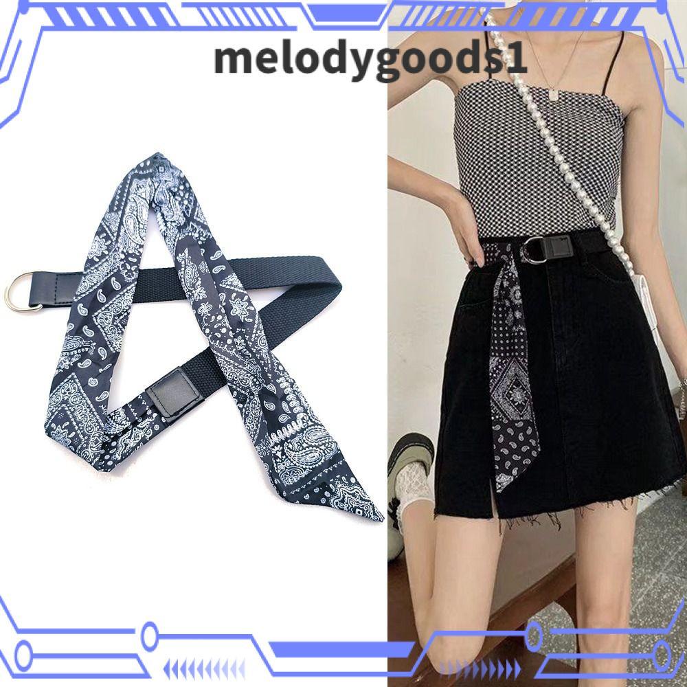 MELODYGOODS เข็มขัดผ้าพันคอ ดีไซน์หัวคล้องสองวงรอบเอว จากผ้าใบ สำหรับตกแต่งกางเกงยีนส์และใช้งานหลากหลาย