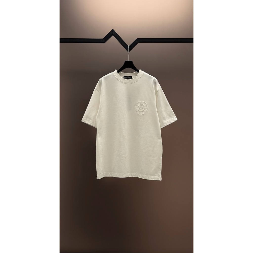 Chrome Hearts/Chrome Hearts/2026 ต้นฤดูใบไม้ผลิสไตล์ใหม่เสื้อยืดแขนสั้นชายหญิงคู่สไตล์รอบคอ Slim-fit