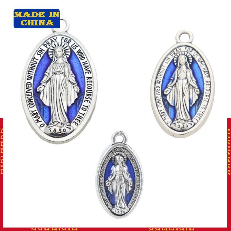 H IK เหรียญรูปไข่ 10 ชิ้น พร้อมจี้สำหรับสร้อยคอโซ่ และเครื่องประดับVirgin Mary