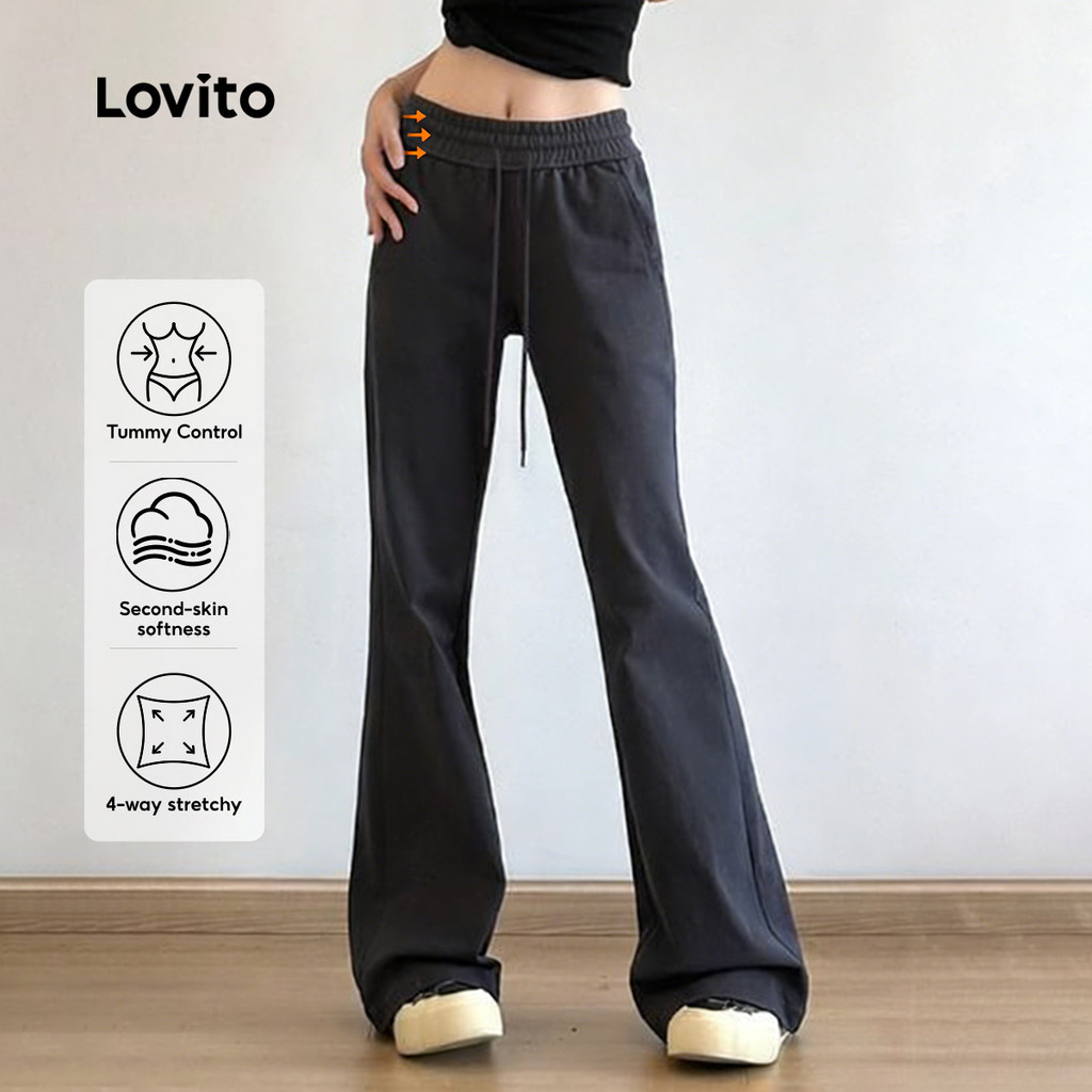 Lovito กางเกงเลกกิ้งกีฬาแบบสปอร์ต LNA133039