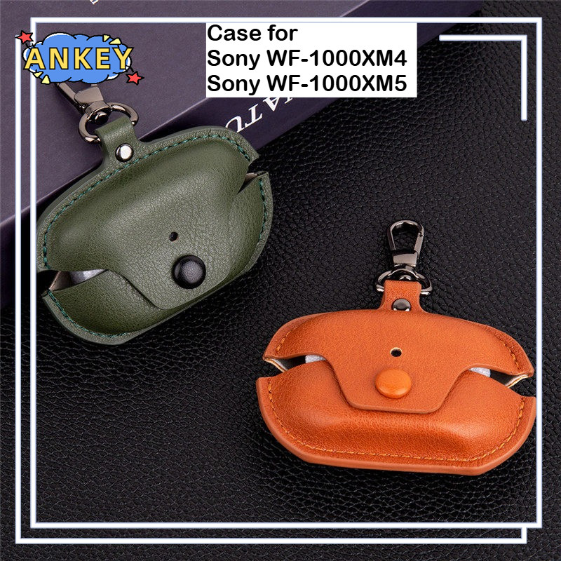 Case for Sony WF-1000XM5 / WF-1000XM4 Earphone Case PU Leather Buckle Dust-proof Cover Cases