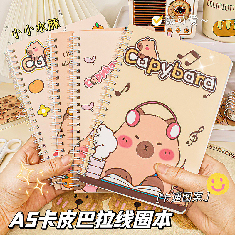 การ์ตูนน่ารัก Kapiba A5 Pull Coil Notebook Panda A7 Notebook Notepad Student Mini Portable Notepad *