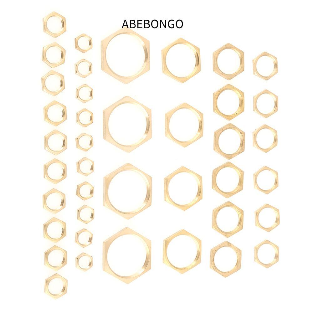 ABEBONGO 40 ชิ้น Hex Lock Nuts, Thin G1/8 G1/4 G3/8 G1/2 G3/4 G1 Lock Nut Assortment, Golden Hex Loc