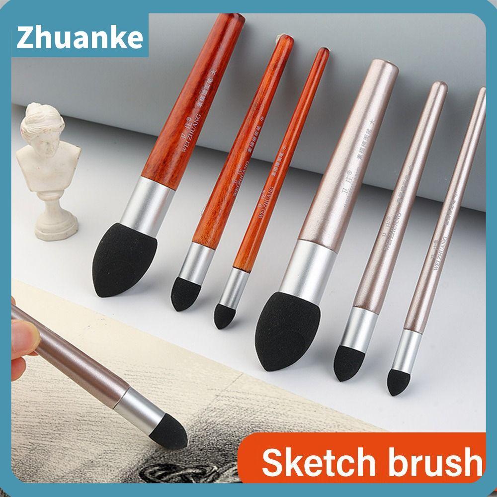 ZHUANKE 3 ชิ้น/เซ็ต Sketch Rubbing Brush, พื้นผิวรายละเอียดการประมวลผล Reendering ล้างทําความสะอาดได้ Sketch Pen แปรง, ทนทานนํากลับมาใช้ใหม่ Blending Sponge Pen Oil Pastel
