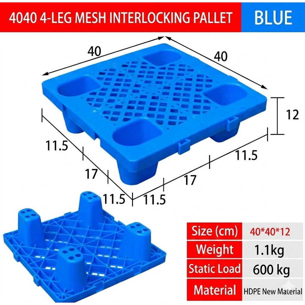 Heavy Duty Mesh Interlocking Pallet พลาสติกทนทานชั้นห้องครัว Sambung Pallet Alas