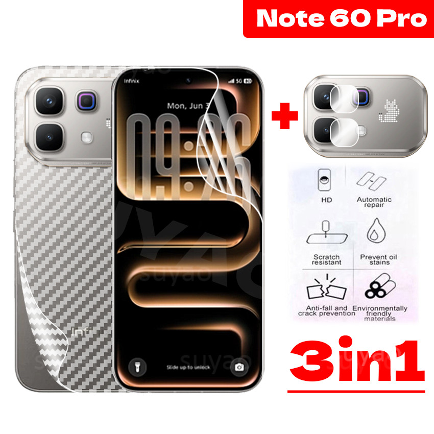 สําหรับ infinix Note 60 Pro 60Pro 2026 ฟิล์ม Hydrogel ด้านหน้าโทรศัพท์กลับฟิล์มคาร์บอนไฟเบอร์ Note60Pro Ultra 50 Pro + เลนส์กล้อง Clear Screen Protector Soft HD ป้องกันดูคลุมทั้งหมด