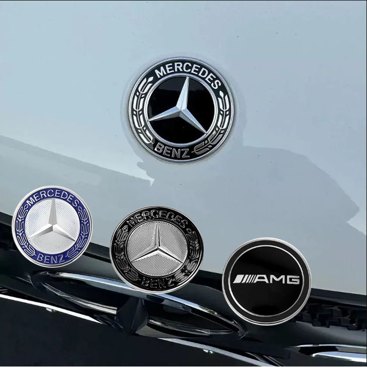 42MM รถด้านหน้า Hood Emblem สําหรับ Mercedes Benz AMG ABCDMG Class GLK CLA W447 W204 W205