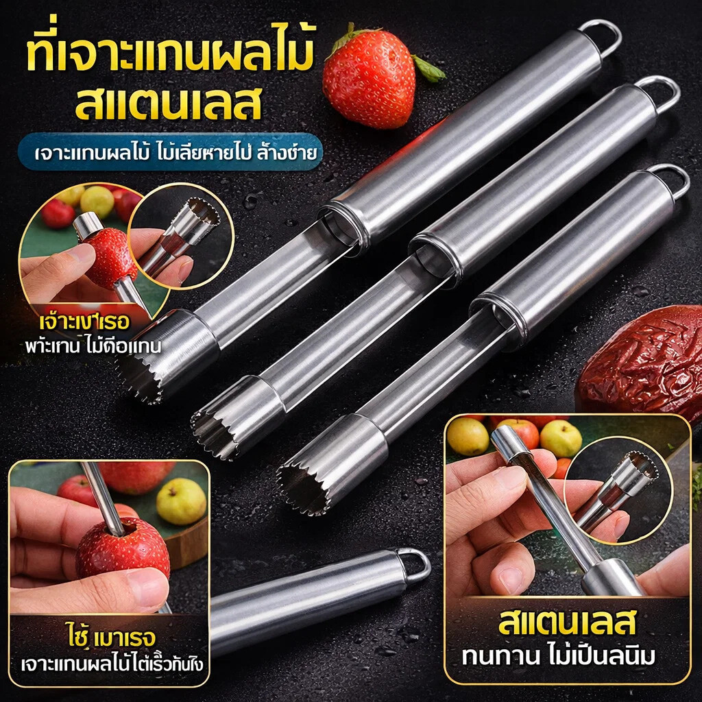 🔥4pcs/set อุปกรณ์เจาะแกนผลไม้ มะยงชิด คว้านเม็ด แอปเปิ้ล พุทราจีน เงาะ จาะแกนผลไม้ ชุดมีดขุดฮอว์ธอร์นในครัวเรือน ชุดเครื่องมือปอกผลไม้สแตนเลส