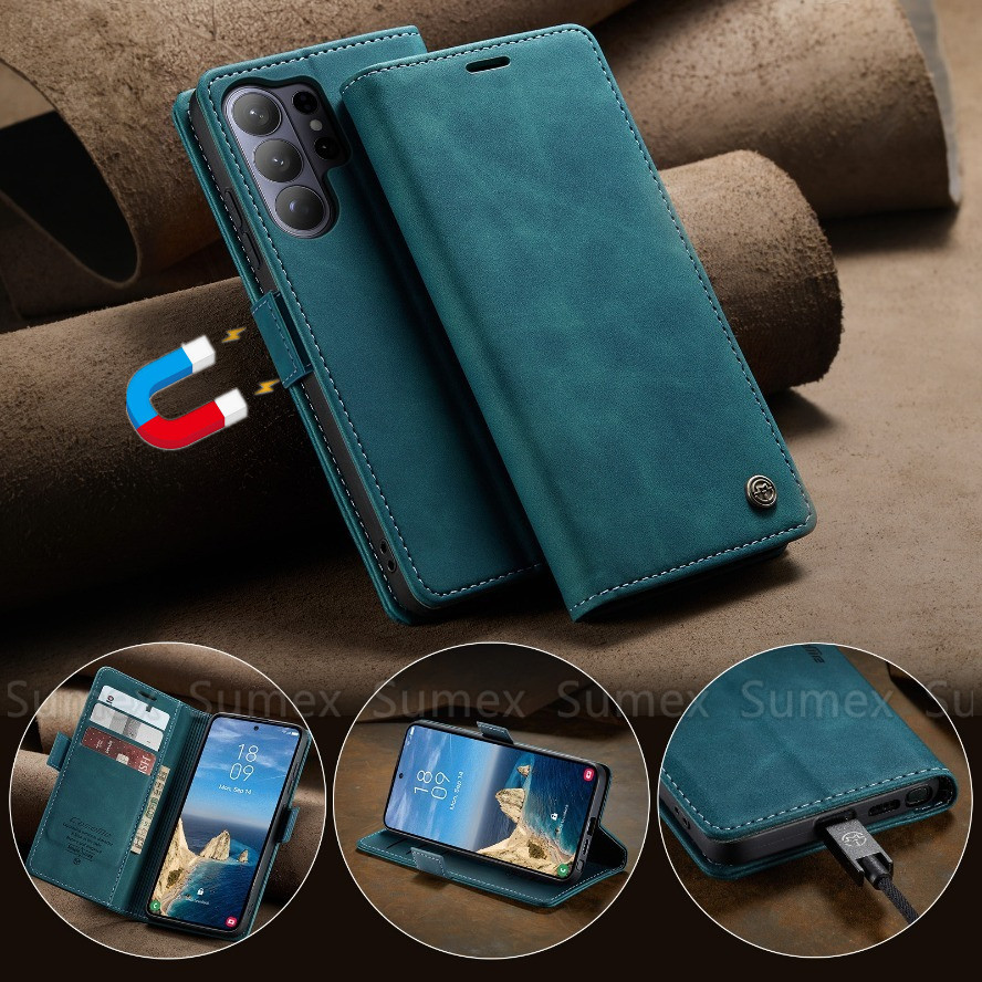 Retro หนังสําหรับ Samsung Galaxy S26 Ultra Plus 5G กระเป๋าสตางค์แม่เหล็กช่องใส่การ์ดเคสโทรศัพท์ขาตั้งปลอกกันกระแทกกันชน SamsungS26 S25 Edge FE 2026