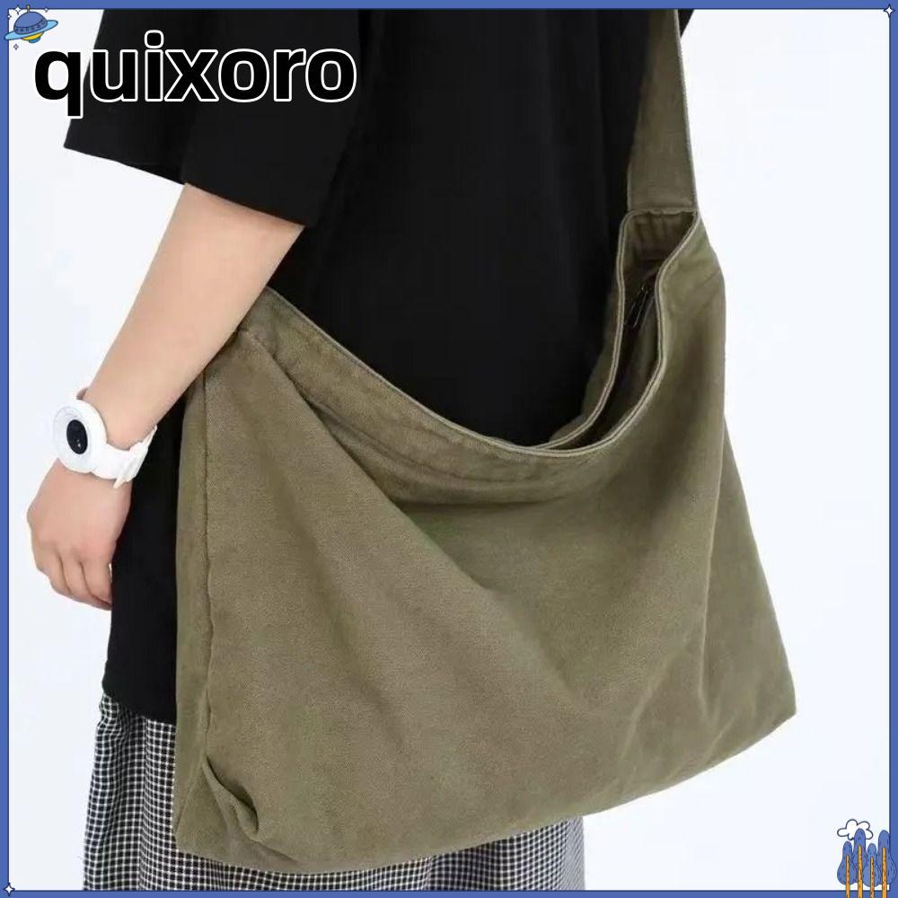 QUIXORO กระเป๋าメッセンเจอเนกประสงค์ Retro ทำจากผ้าใบ ใช้งานได้หลากหลายโอกาส ทั้งเดินทางและในโรงเรียน
