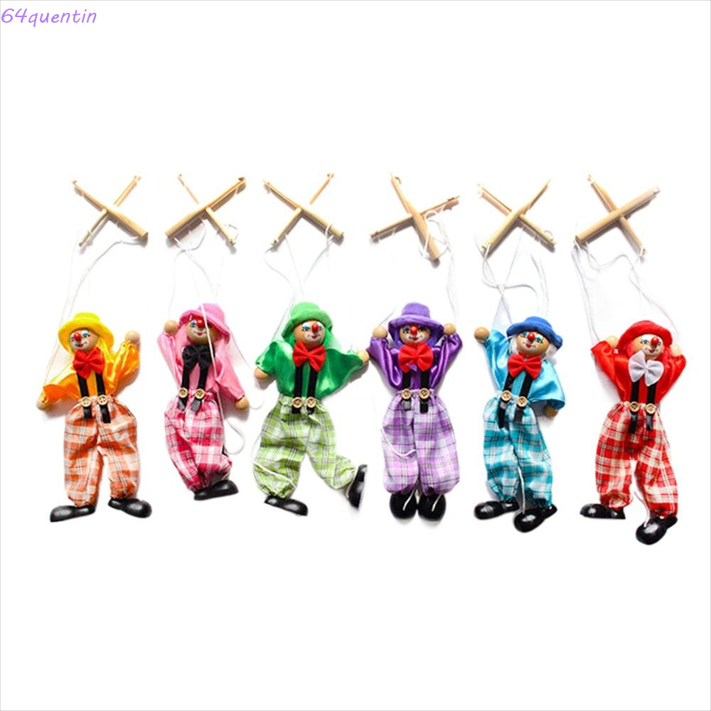 QHENTIN ดึง String Puppet ของเล่นเด็ก Handmade ไม้สําหรับปีใหม่ที่มีสีสันตลก Puppet