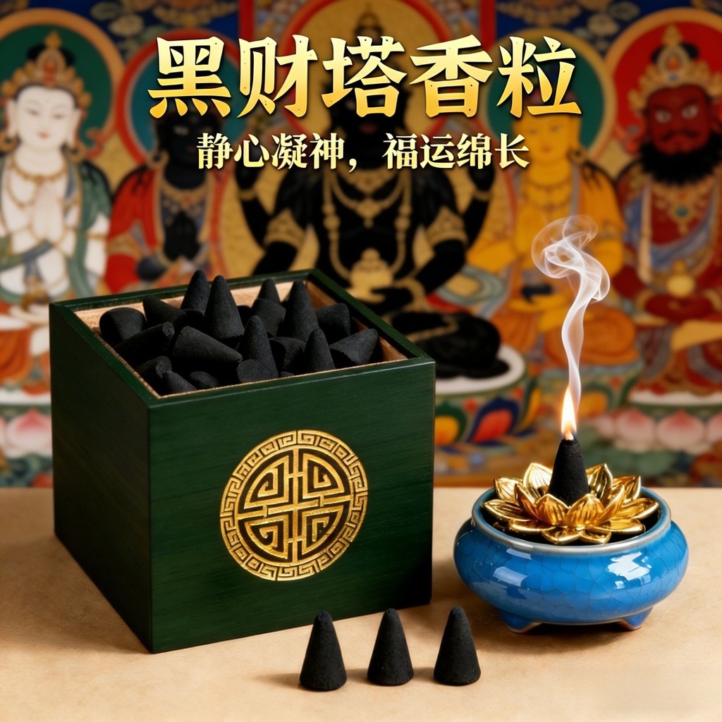 Black Fortune ธูปสีดํา Fortune Pagoda ธูป Pagoda ธูป First ทิเบต Pine Pagoda ในครัวเรือน Non-Ord#现货黑