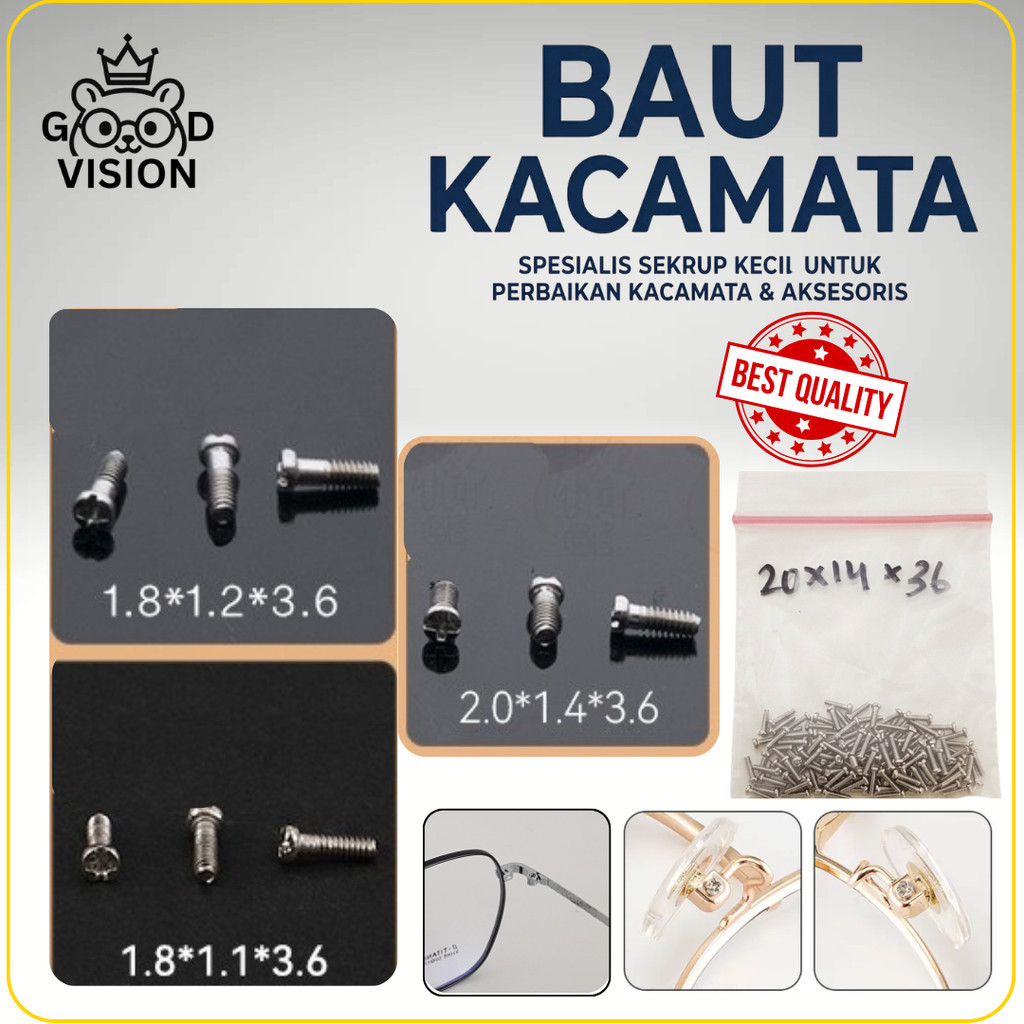 สกรูและสลักเกลียวแว่นตาขนาดเล็กที่มีความแม่นยํา – กรอบแว่นตาสากลและบานพับแผ่นรองจมูกเปลี่ยนสลักเกลีย