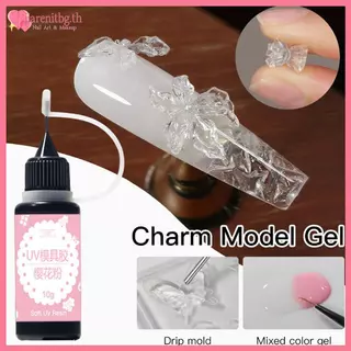 RENBG 10g แกะสลักเจลสําหรับเล็บแม่พิมพ์ UV เจลคริสตัล Bla สีชมพูกาวโปร่งแสง 3D อะคริลิคแม่พิมพ์เครื่องมือเล็บ Saloon DIY เล็บ Gule TH
