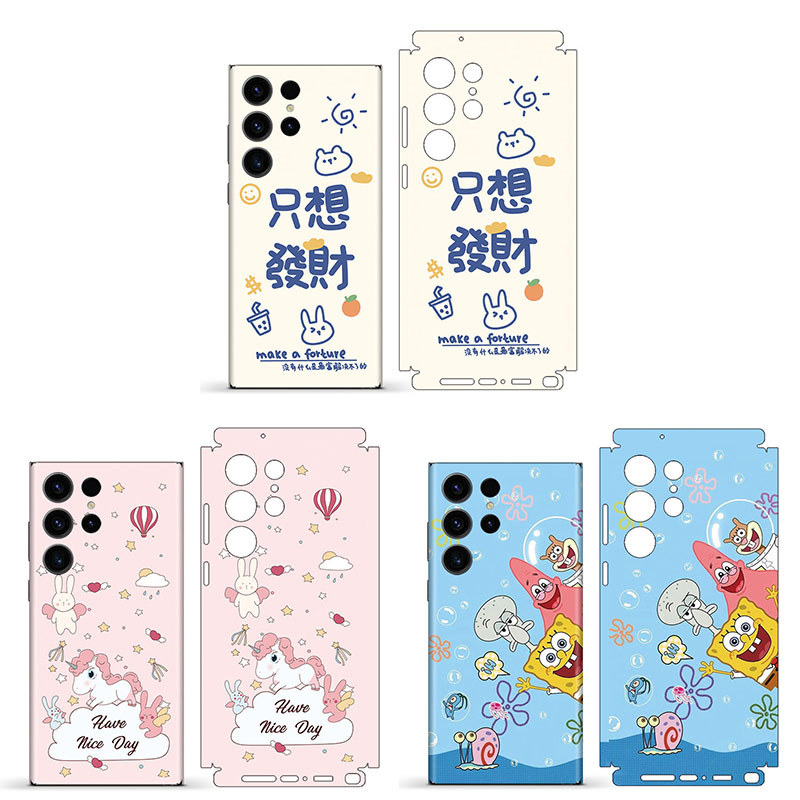 Kawaii การ์ตูน Matte สติกเกอร์โทรศัพท์ Anti-Scratch สําหรับ Galaxy S22 S23 S24 S25 S26 Ultra A54 A55 5G