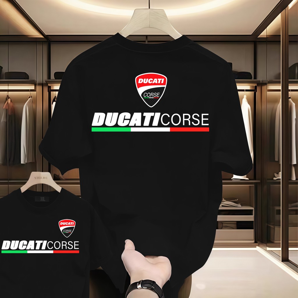 เสื้อยืดแขนสั้น Ducati DUCATI Motorcycle Club เสื้อยืดด้านบนหลวมผ้าฝ้ายแท้นุ่มและระบายอากาศ