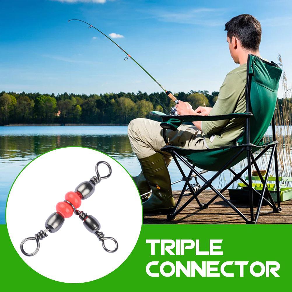 3 Way Fishing Tackle Connector Cross Line Swivels Barrel Shaped Tee T Type 8 Swivel Splitter T C1v0