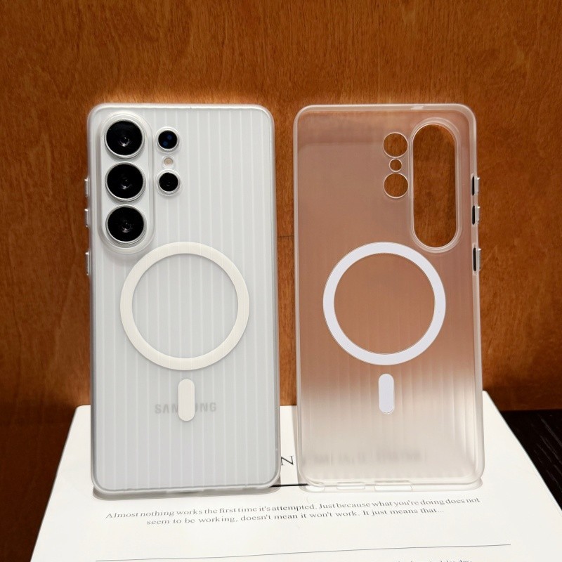 Ultra Thin รูปแบบลูกฟูกแม่เหล็ก Hard เคสโทรศัพท์สําหรับ Samsung Galaxy S26 Ultra Plus S25 Ultra S24 S23 Ultra Plus ไร้สายชาร์จโปร่งแสงกันกระแทก