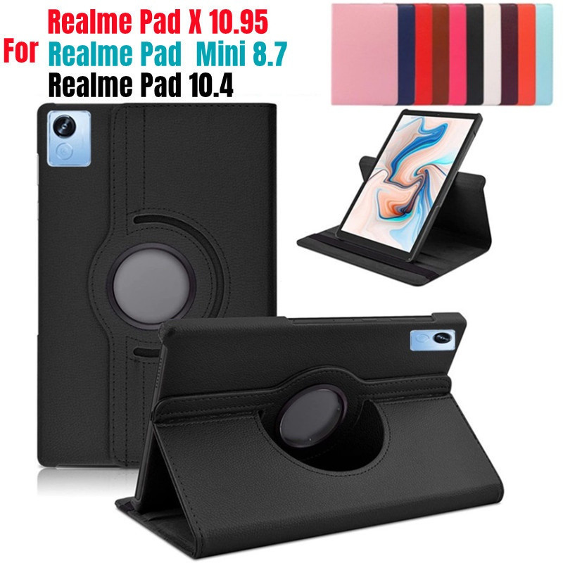 ฝาครอบหมุนได้ 360 สําหรับ Realme Pad X Mini 10.95 8.7 RealmePad 10.4 วงเล็บพับขาตั้งหนังกรณีแท็บเล็ตแก้ว ราคา ถูกที่สุด ดีลบีเคเค
