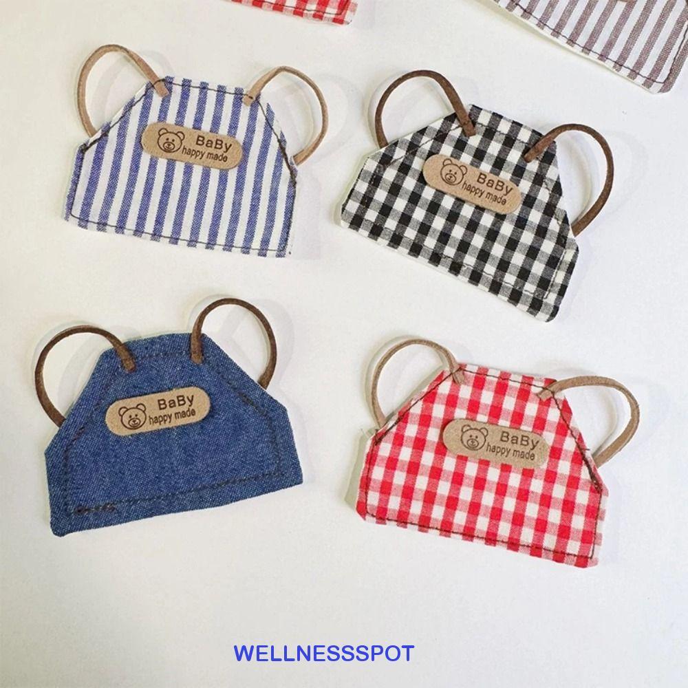 WELLNESSSPOT ผ้ากันเปื้อนยีนส์ตุ๊กตา,ลายสก๊อตลายแต่งตัวตุ๊กตาเสื้อผ้า,เด็ก 10 ซม./15 ซม.ชุดลําลอง DI