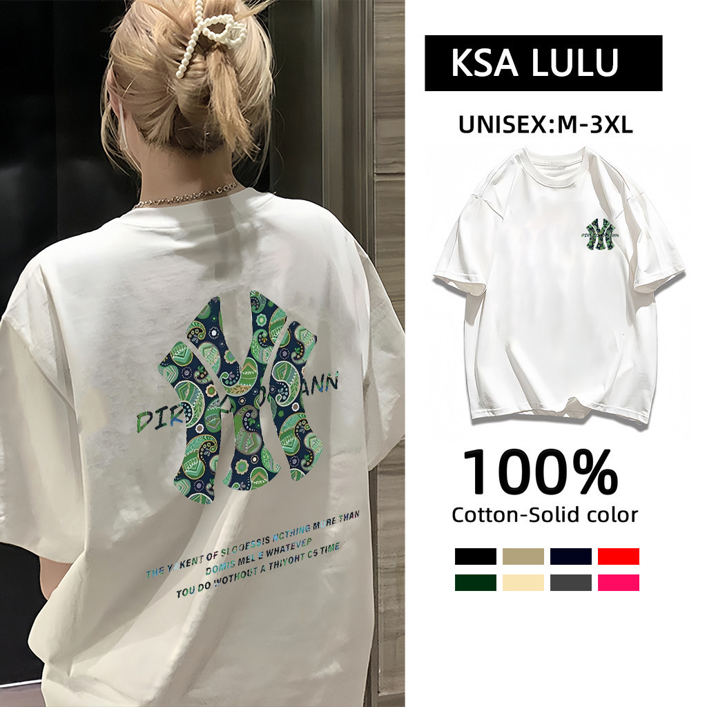 CODผ้าฝ้าย 100%New หลวมเสื้อยืดแขนสั้น Unisex พิมพ์ผู้หญิง Tees ผู้หญิง Baggy คอรอบ Oversize OOTD Ca