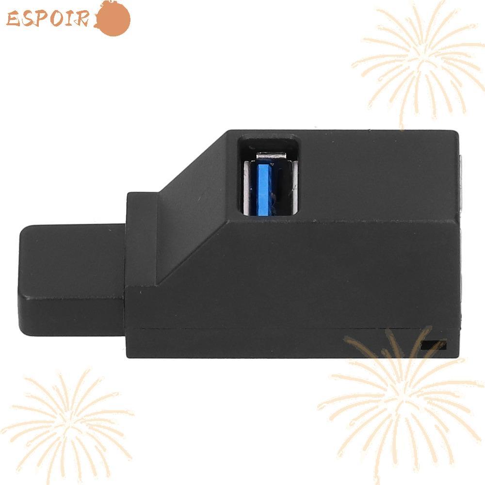 ESPOIR1 1PCS USB 3.0 Hub, Plug and Play 3 พอร์ต USB Splitter, แบบพกพาความเร็วสูงพร้อม Lanyard สีดํา 