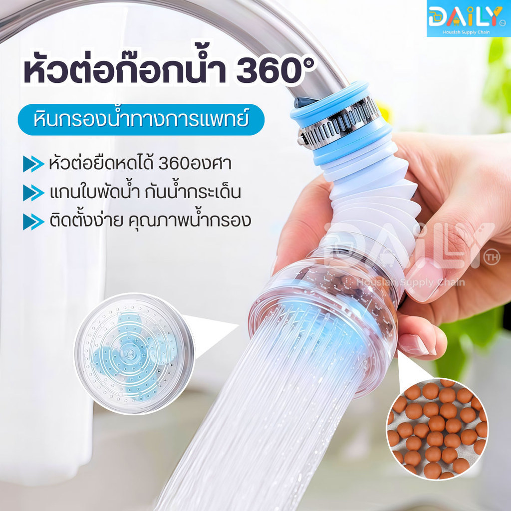 หัวต่อก๊อกน้ำหมุนได้360°(หินกรองทางการแพทย์ใบพัดน้ำ)กันน้ำกระเด็น หัวกรองน้ำ ก๊อกกรองน้ำ ที่กรองน้ำ