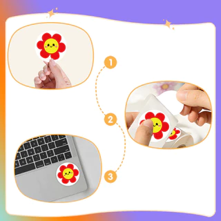 สติ๊กเกอร์ลายการ์ตูนน่ารัก 2.5 ซม. แบบม้วน 500 ชิ้น กาวแน่น ไม่ทิ้งคราบ sticker หน้ายิ้ม ยูนิคอร์น