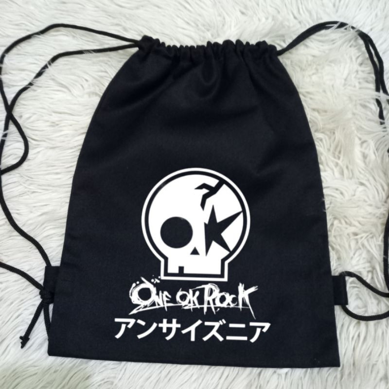 Premium Canvas Drawstring Bag Band One Ok Rock Black / String Bag Band Japan Rock OR 100% Premium Ca