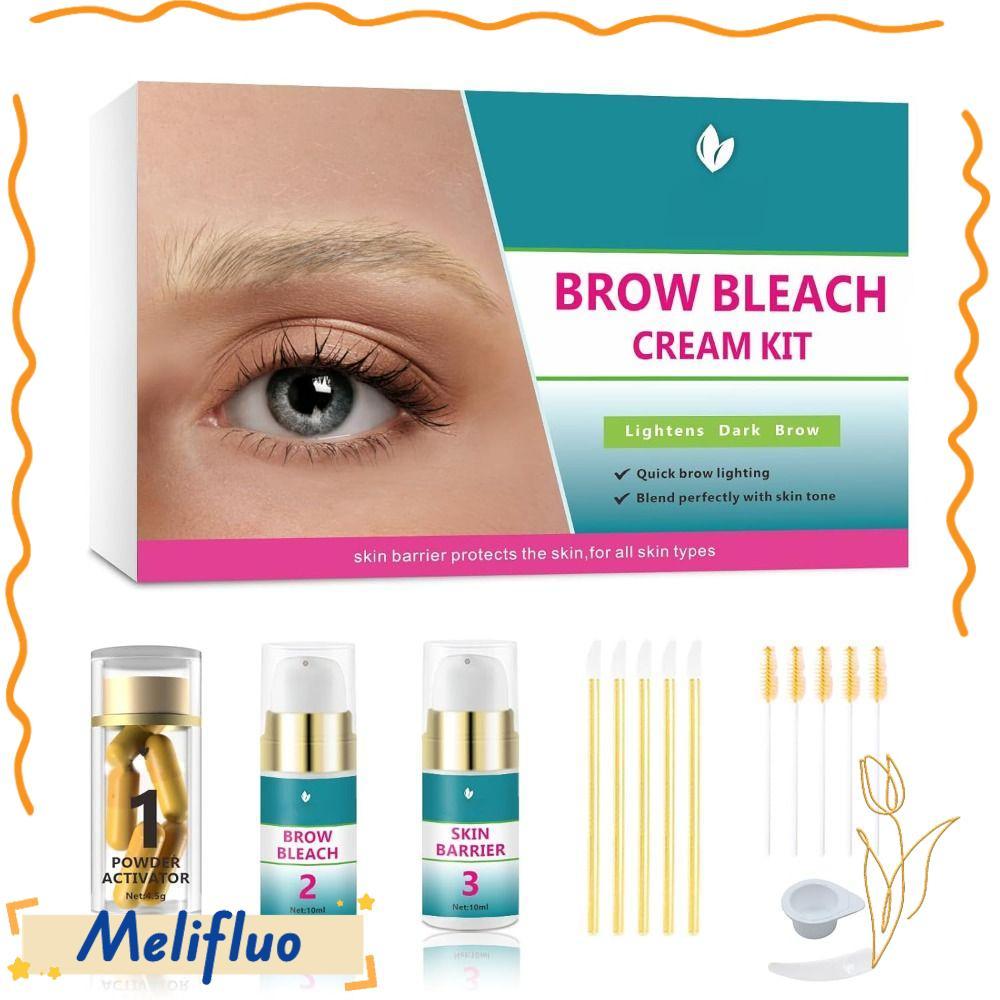 MELIFLUO Brow Bleach Kit, Eyebrow Bleach Quick Brow Lightening Kit, Hot No Drip 5 Applications Easy 