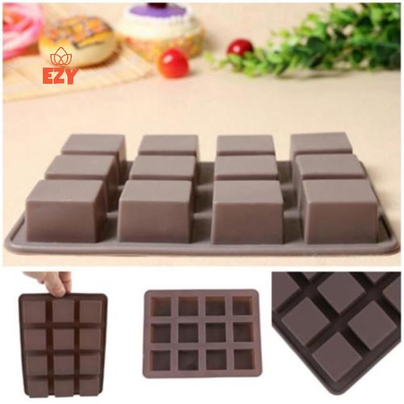 EZY Bar Square Soap แม่พิมพ์ซิลิโคน DIY ช็อกโกแลตอบเค้กเครื่องมือทํามือ Mould ใหม่