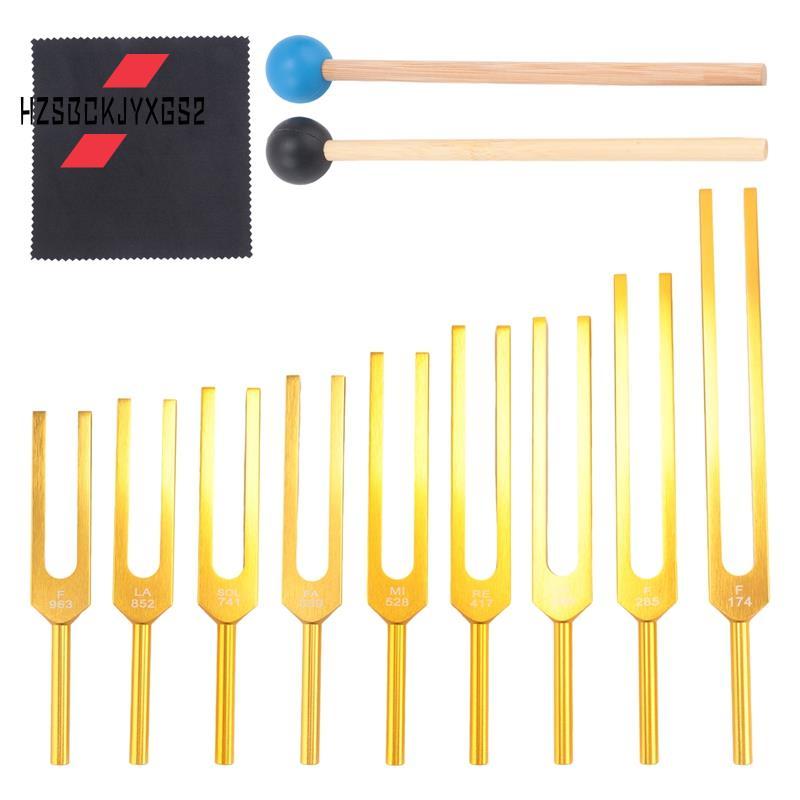 Hzsbckjyxgs2Tunning Forks ชุด 9 ชิ้น 174/285/396/417/528/639/741/8552/963Hz ส้อมเสียง Healing ชุดเคร