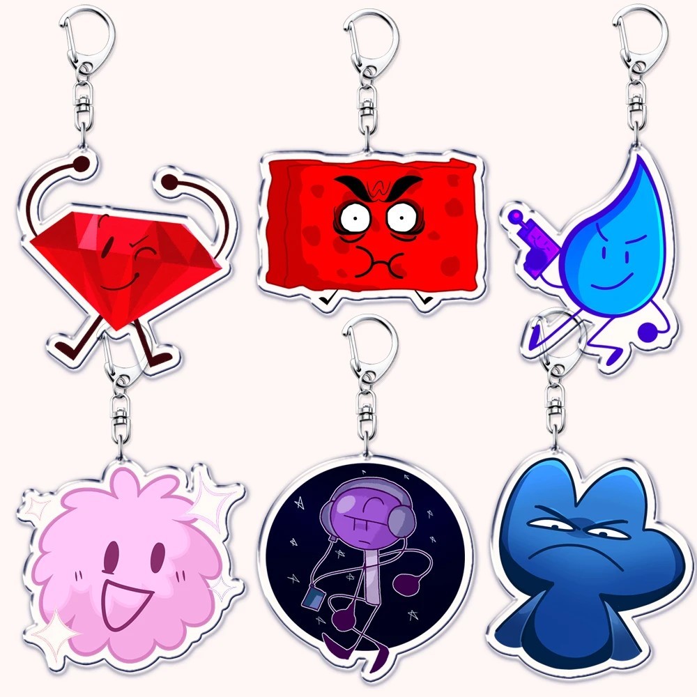 BFDI Battle สําหรับ Dream Island Mica พวงกุญแจอะคริลิค Ruby Teardrop Firey สี่บล็อกตัวอักษรกระเป๋านั
