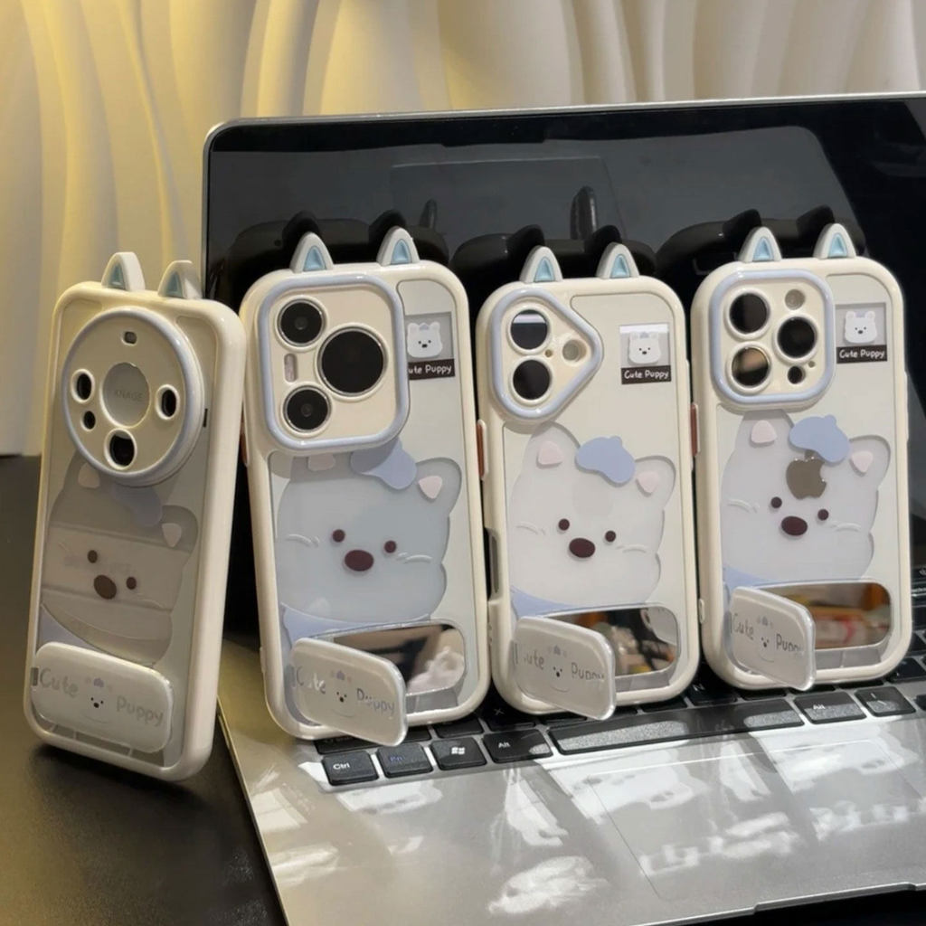 หูสีฟ้า West Highland สไตล์ใหม่เหมาะสําหรับ Apple 16pro เคสโทรศัพท์ iphone14max Xiaomi 15 Huawei mat