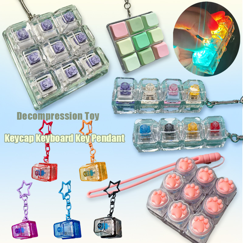 Keycap Clicky คีย์บอร์ด Key Decompression ของเล่น Fidget Keycap พวงกุญแจพร้อมโคมไฟสําหรับของขวัญเด็ก