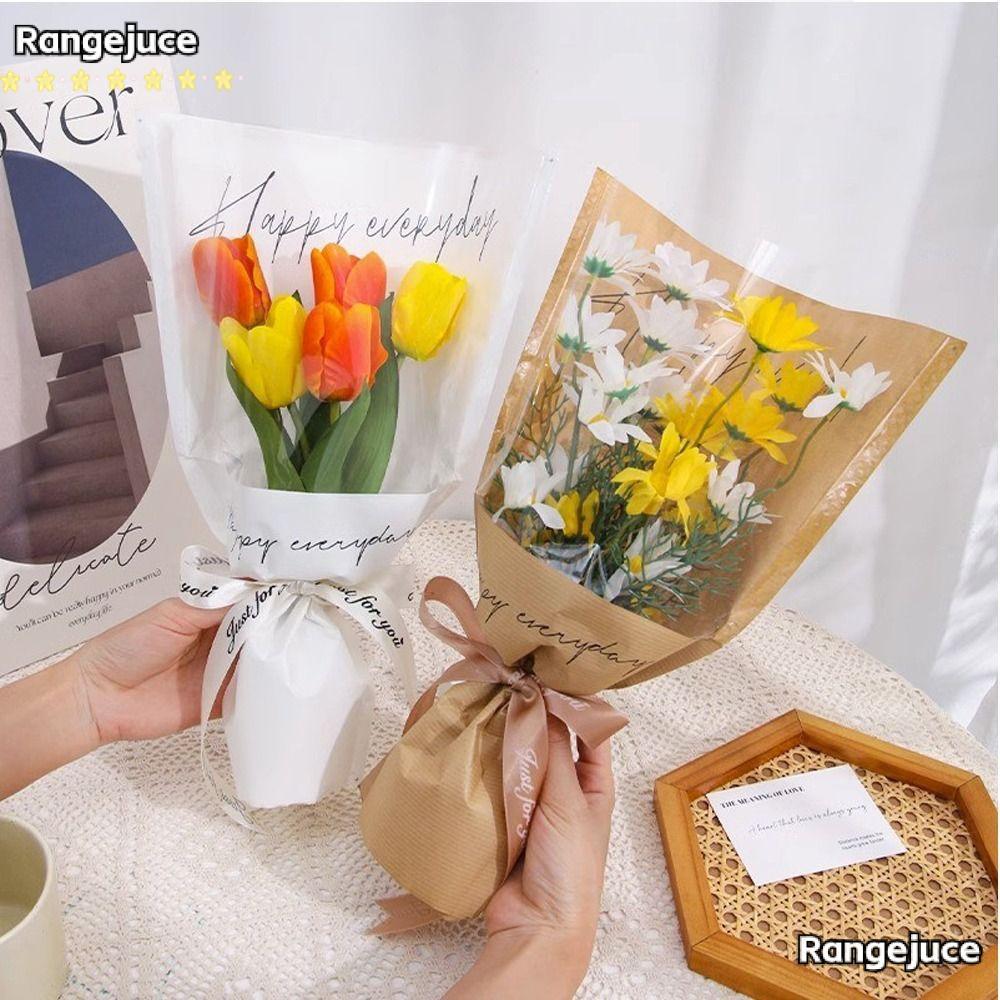 RANGEJUCE 20/30PCS Bouquet Packing Bag, Wrapping Sleeve Single Rose Packing Sleeve Bag, Big Capacity