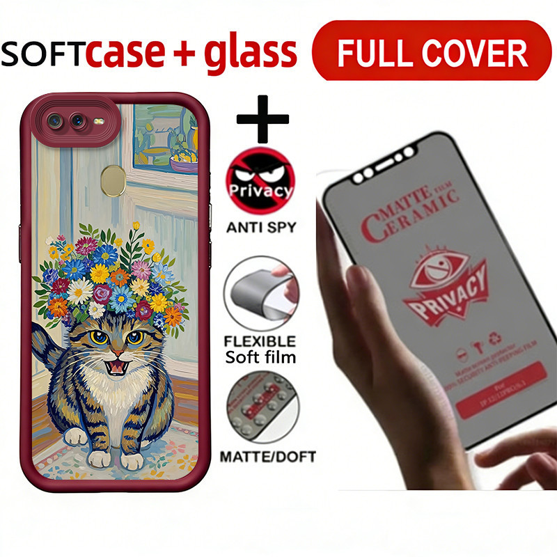 PBZZ เซรามิคความเป็นส่วนตัวกระจกนิรภัยสําหรับ oppo a5s a12 A7 a3s a1k a12e F9 F11 PRO A5 A9 2020 เคส