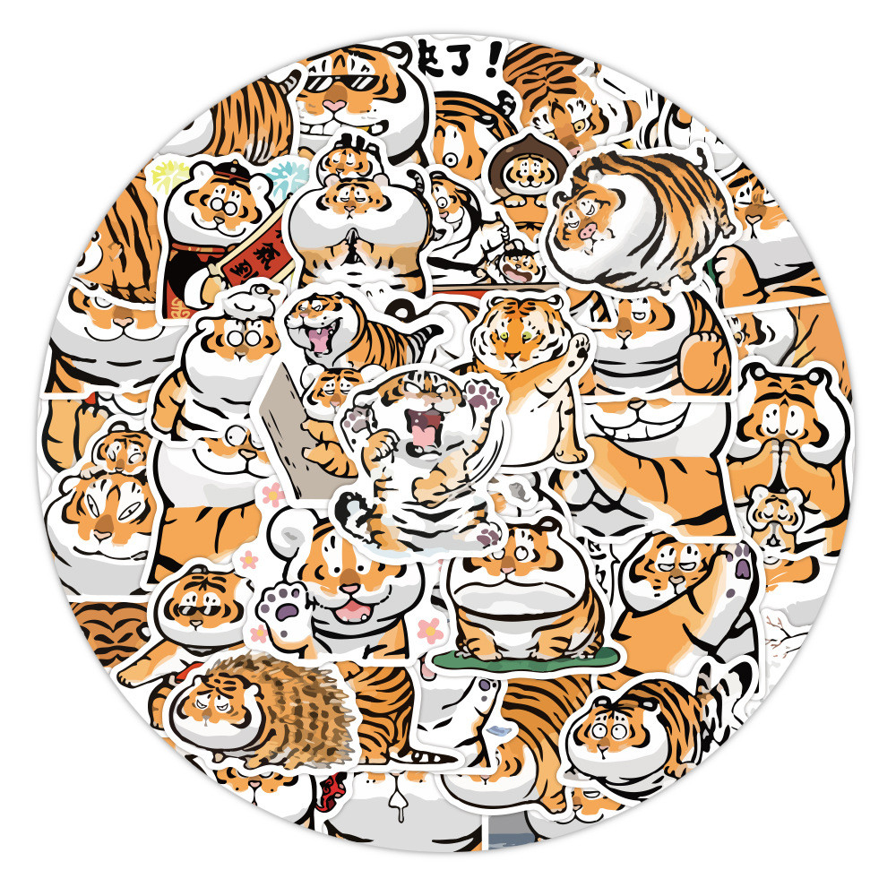 50 ชิ้นตลกเสืออ้วนการ์ตูนสติ๊กเกอร์พีวีซีกันน้ํา