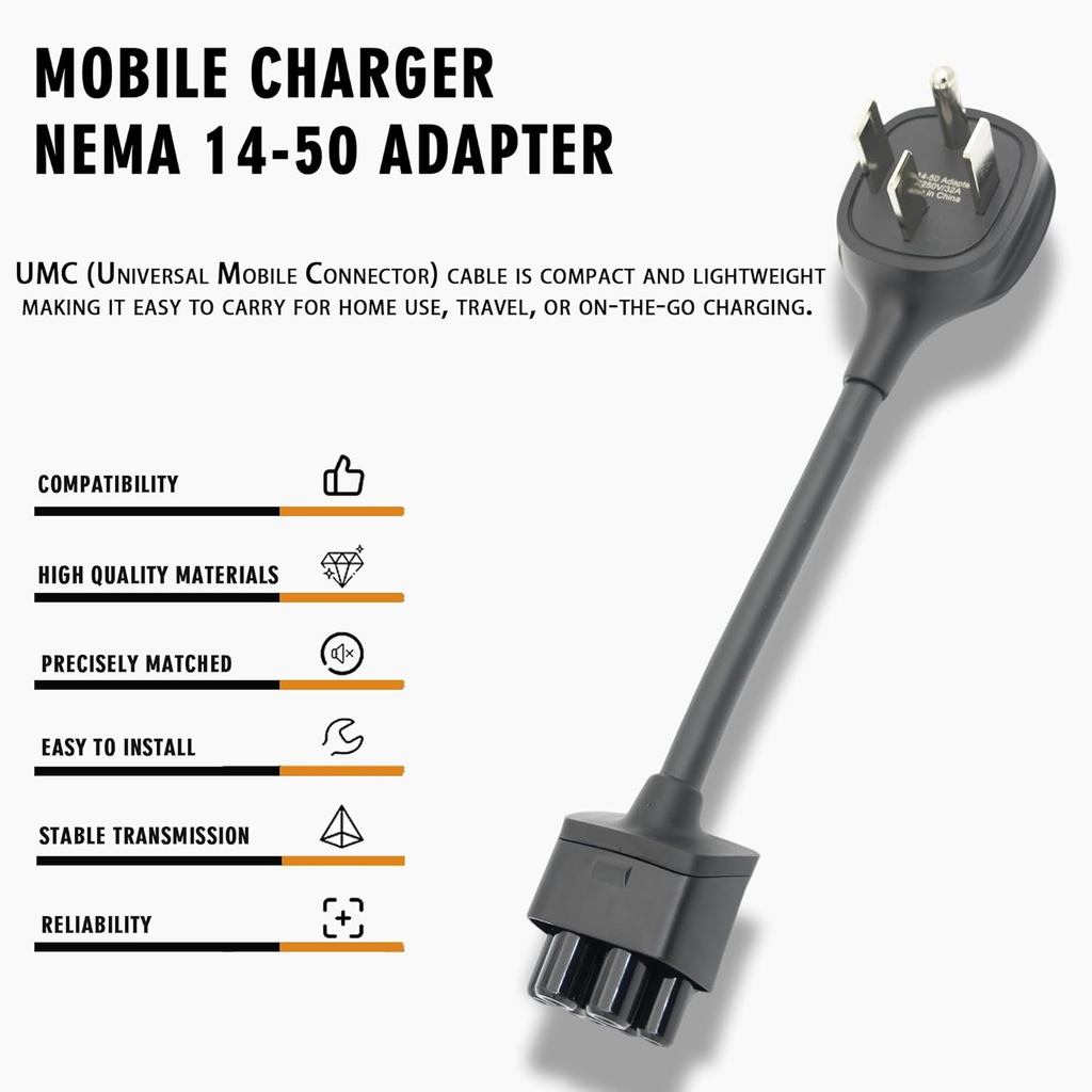 HardWire NEMA 14-50 อะแดปเตอร์ 11 "ใช้งานร่วมกับ Tesla Gen 2 Mobile Charger รุ่น 3/S/X/Y/Cybertruck 