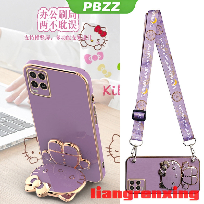 PBZZ เคส OPPO A54 4g เคสโทรศัพท์มือถือ ซิลิโคนนิ่ม กันกระแทก พร้อมสายคล้องคอ และที่ตั้งวาง สําหรับ O