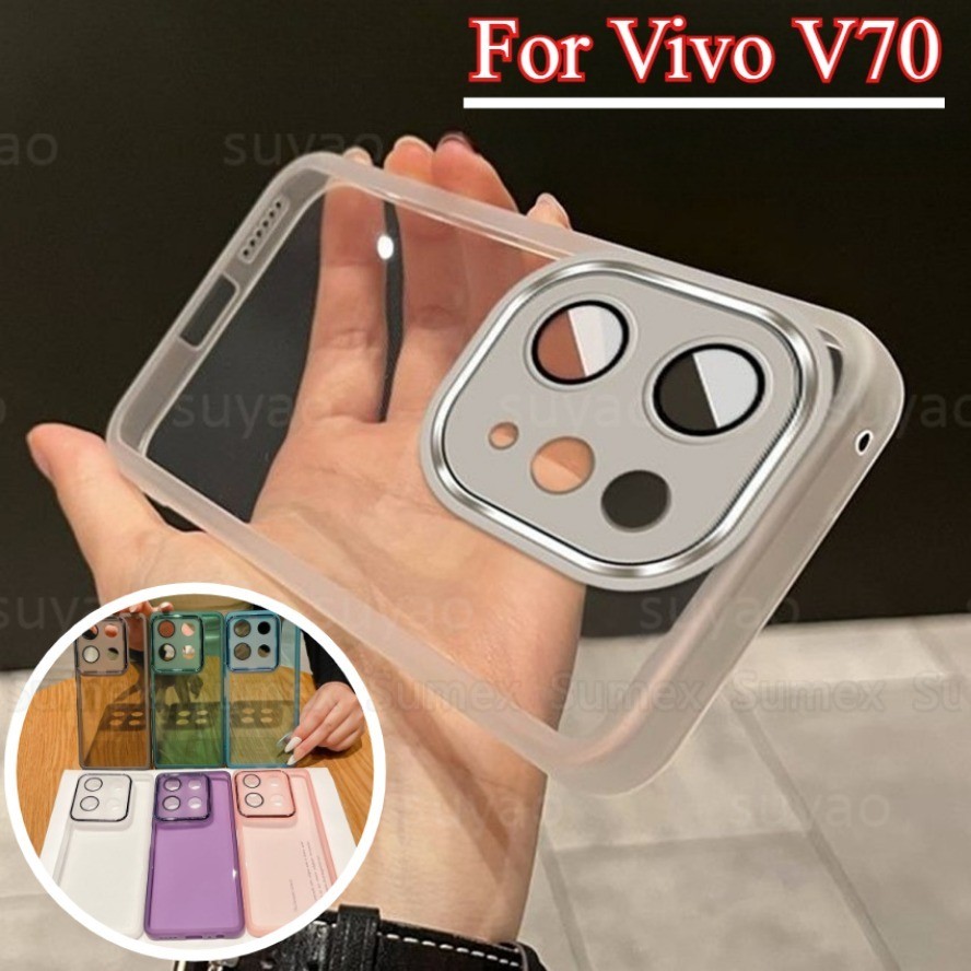สําหรับ Vivo V70 5G 2026 ใสฝาครอบขาตั้งที่วางโทรศัพท์แหวนยึดกล้องกันกระแทก Soft TPU ปลอกหลัง Vevo Vi