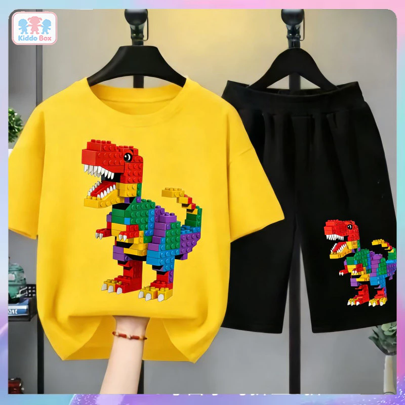 ชุดเสื้อยืดเด็กชายลายไดโนเสาร์ เลโก้ โบราวี่ สีรุ้ง thumbnail 3