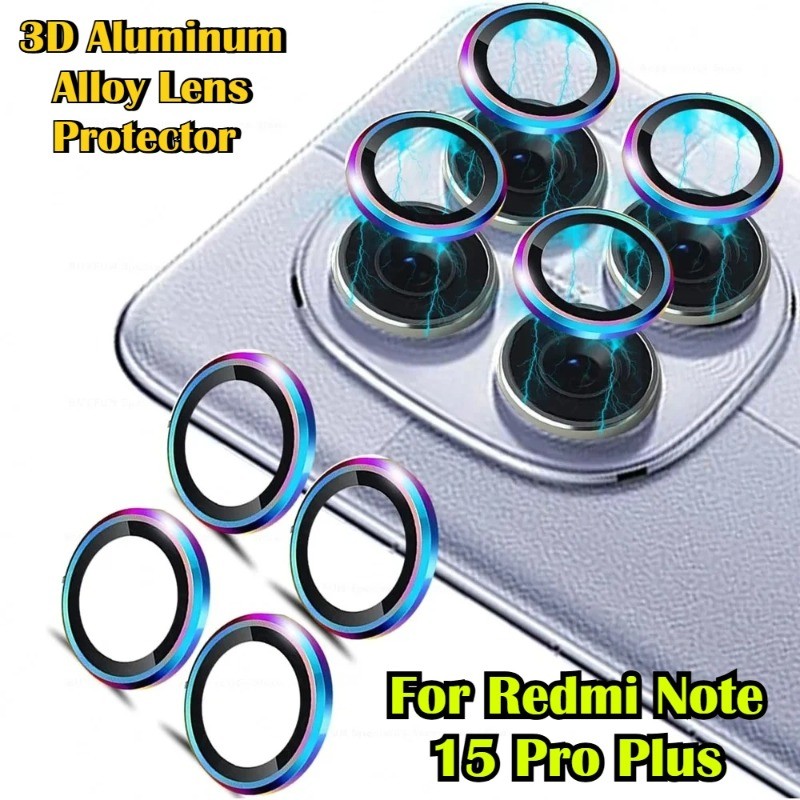 สําหรับ Redmi หมายเหตุ 15R 15Pro + 15Pro 15 5G 4G กล้องกระจกนิรภัยแหวนสําหรับ Redmi 15R 15C 15 5G 4G อลูมิเนียมโทรศัพท์เลนส์ Protector หมวก