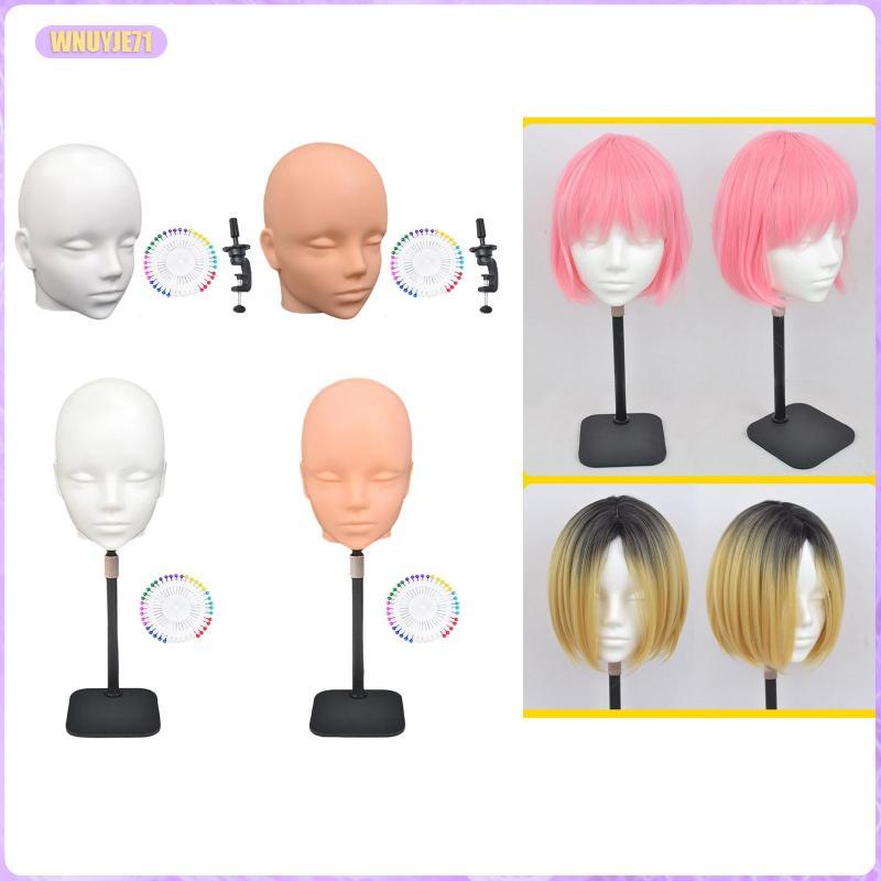 [wnuyje71] Bald Mannequin Head Cosmetology วิกผมขาตั้งจอแสดงผล PVC Construction Pin Support เหมาะสํา