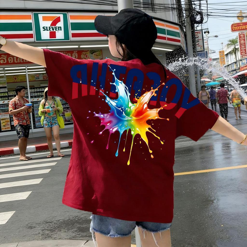 Top.basic🔥เสื้อยืด oversize cotton เสื้อแฟชั่น คอกลม แขนสั้น พิมพ์ลาย 'RHTAAOY01' สไตล์ลำลอง ใส่สบาย S-3XL