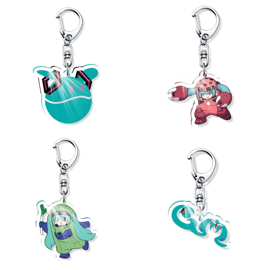 พวงกุญแจอนิเมะ Hatsune Miku x Gundam น่ารัก ทําจาก Mica Acrylic Chibi สําหรับตกแต่งกระเป๋านักเรียนแล